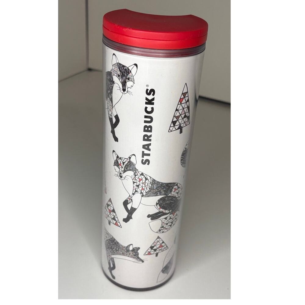 Starbucks Winter Holiday Snow Fox 16 oz Travel Tumbler 2017 Christmas